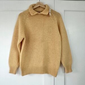 Vintate AVERROE Womens‎ Yellow 100 Wool Collared Knit Sweater Size M
